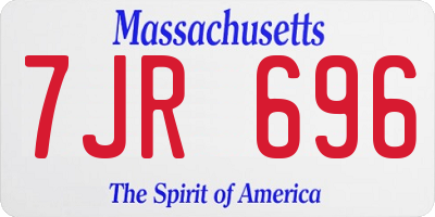 MA license plate 7JR696