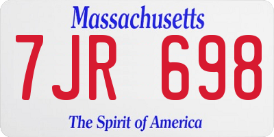 MA license plate 7JR698