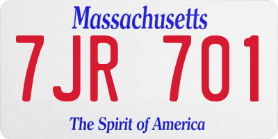 MA license plate 7JR701