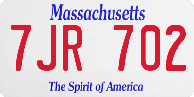 MA license plate 7JR702