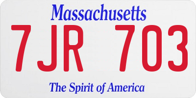 MA license plate 7JR703