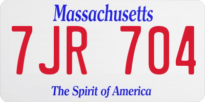 MA license plate 7JR704