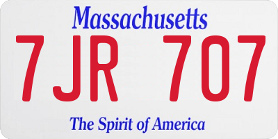 MA license plate 7JR707