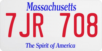 MA license plate 7JR708