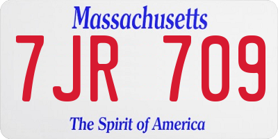 MA license plate 7JR709