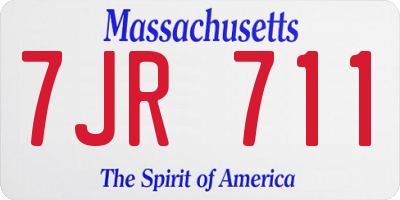 MA license plate 7JR711