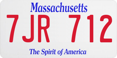 MA license plate 7JR712