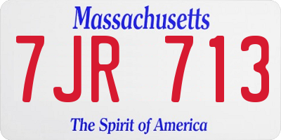 MA license plate 7JR713