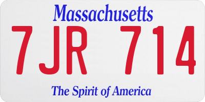 MA license plate 7JR714