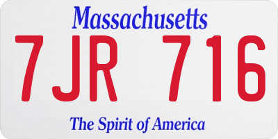 MA license plate 7JR716