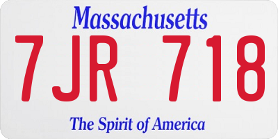 MA license plate 7JR718