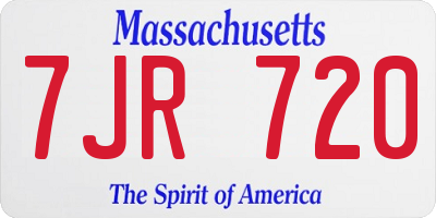 MA license plate 7JR720