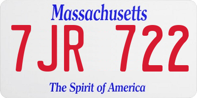 MA license plate 7JR722