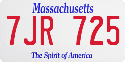 MA license plate 7JR725
