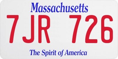 MA license plate 7JR726
