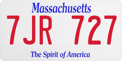 MA license plate 7JR727