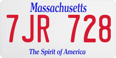 MA license plate 7JR728