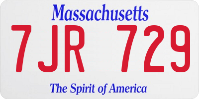 MA license plate 7JR729