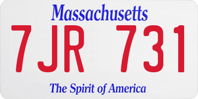 MA license plate 7JR731
