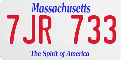 MA license plate 7JR733