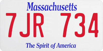 MA license plate 7JR734