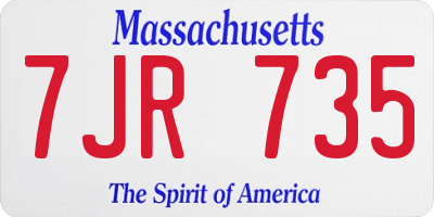 MA license plate 7JR735