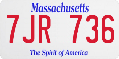 MA license plate 7JR736
