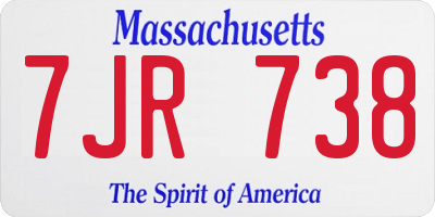 MA license plate 7JR738