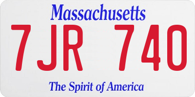 MA license plate 7JR740
