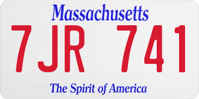 MA license plate 7JR741