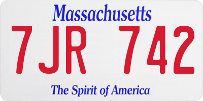 MA license plate 7JR742