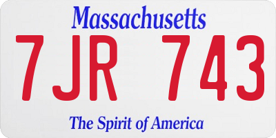 MA license plate 7JR743