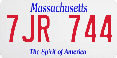 MA license plate 7JR744