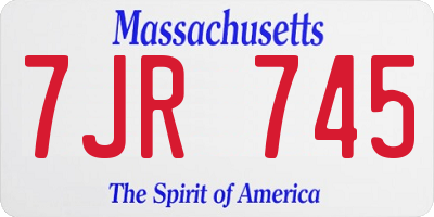 MA license plate 7JR745
