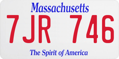 MA license plate 7JR746