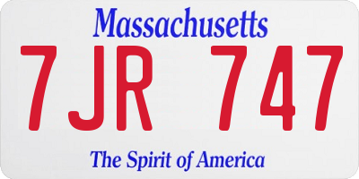 MA license plate 7JR747