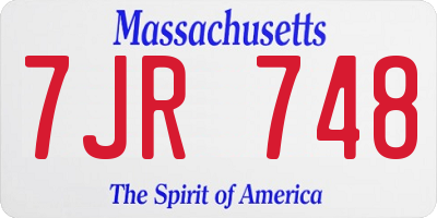 MA license plate 7JR748