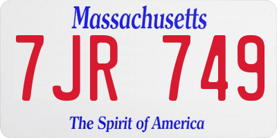 MA license plate 7JR749