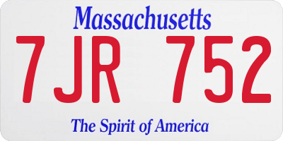 MA license plate 7JR752