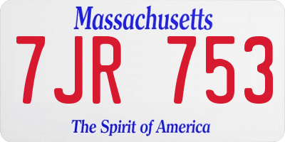 MA license plate 7JR753