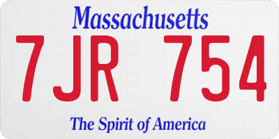 MA license plate 7JR754
