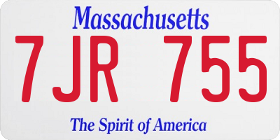 MA license plate 7JR755