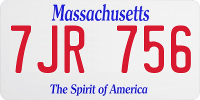 MA license plate 7JR756