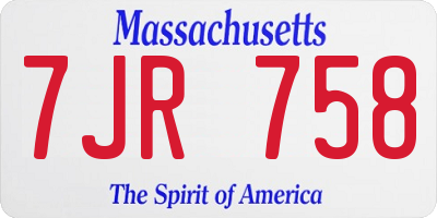 MA license plate 7JR758