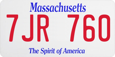 MA license plate 7JR760