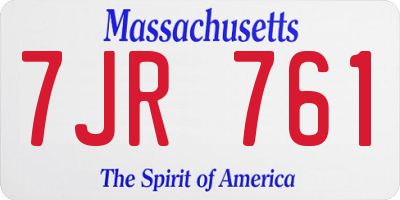 MA license plate 7JR761
