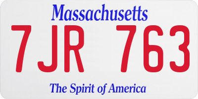 MA license plate 7JR763