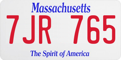 MA license plate 7JR765