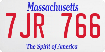 MA license plate 7JR766