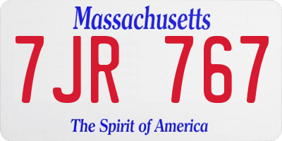 MA license plate 7JR767